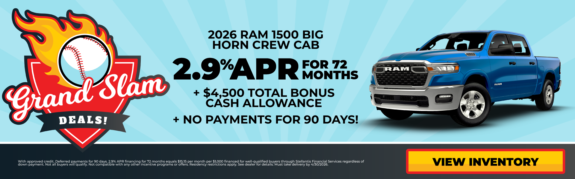 2026 Ram 1500 Big Horn Crew Cab 2.9% APR for 72 months