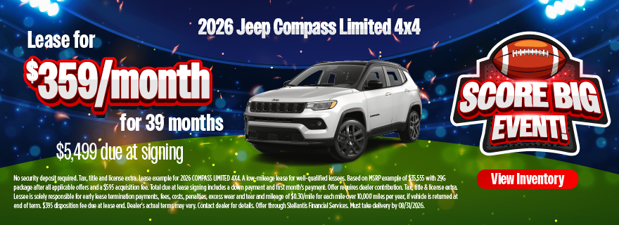 2026 Jeep Compass Limited 4x4 Lease for $359/month for 39 mo