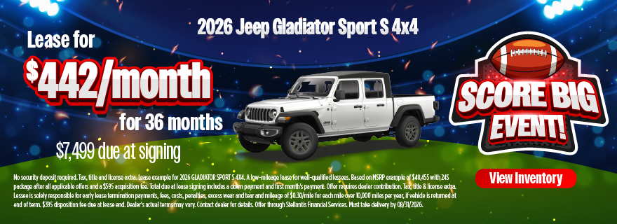 2026 Jeep Gladiator Sport S 4x4 Lease for $442/month for 36 