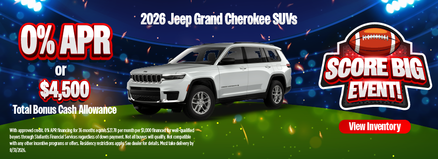 2026 Jeep Grand Cherokee SUVs 0% APR or $4,500 Total Bonus C