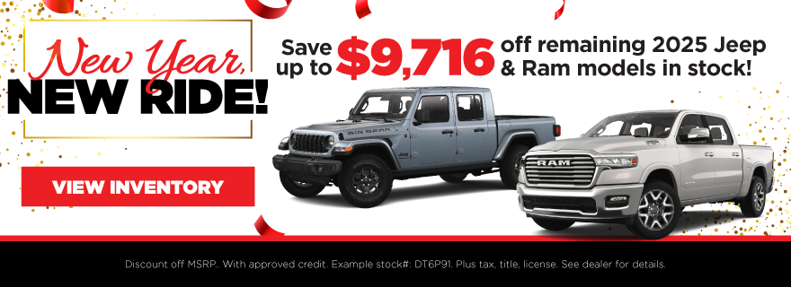 Save up to $9,716 off remaining 2025 Jeep and Ram models 