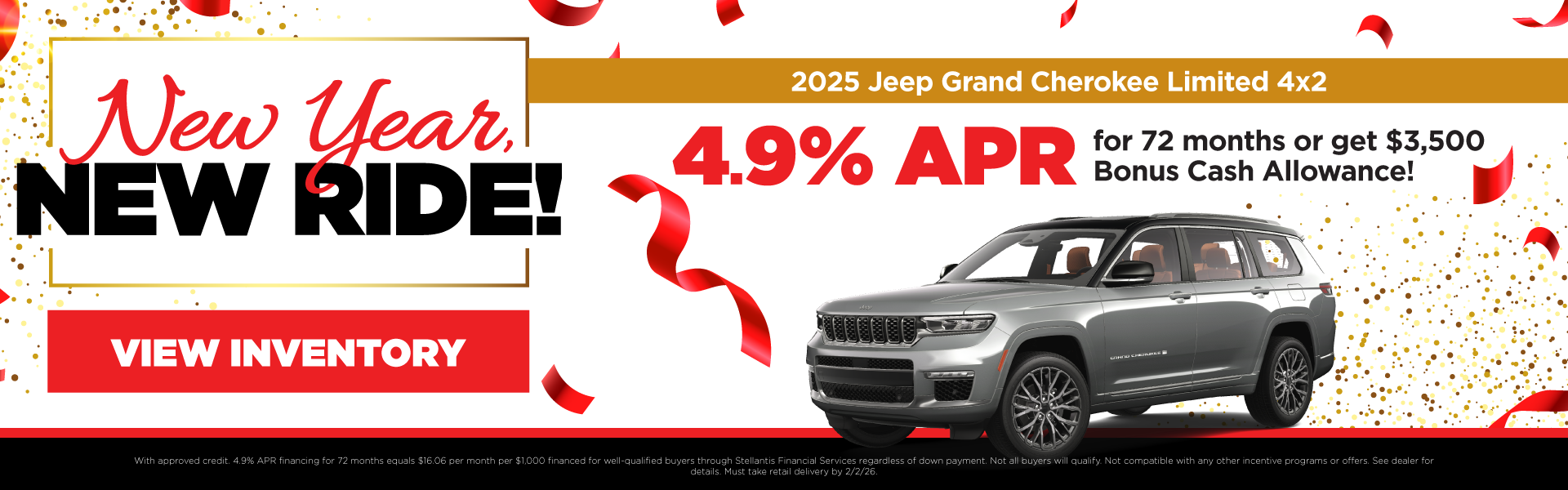 2025 Jeep Grand Cherokee Limited 4x2 4.9% APR for 72 months