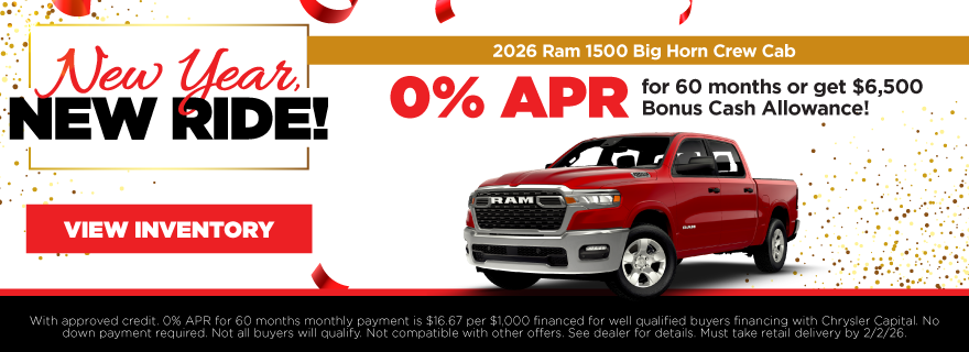 2026 Ram 1500 Big Horn Crew Cab 0% APR for 60 months