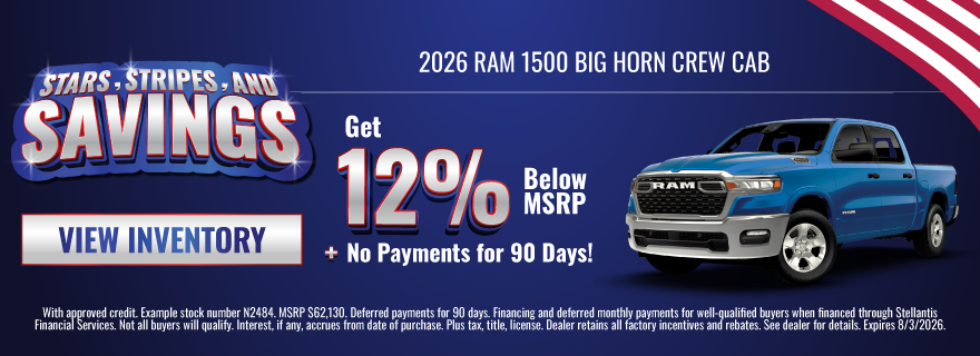 2026 Ram 1500 Big Horn Crew Cab Get 12% Below MSRP Plus No P