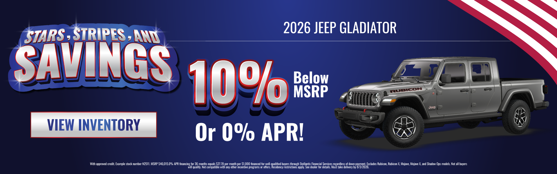 2026 Jeep Gladiator 10% Below MSRP