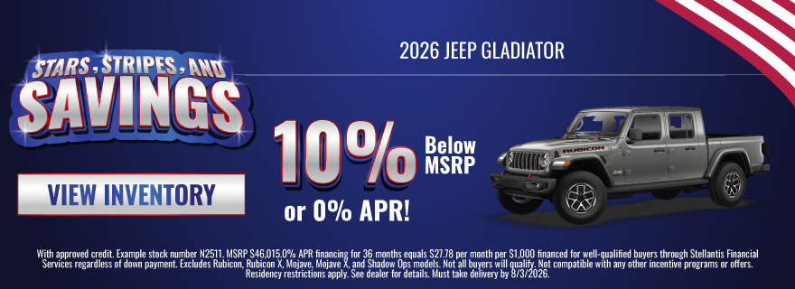 2026 Jeep Gladiator 10% Below MSRP
