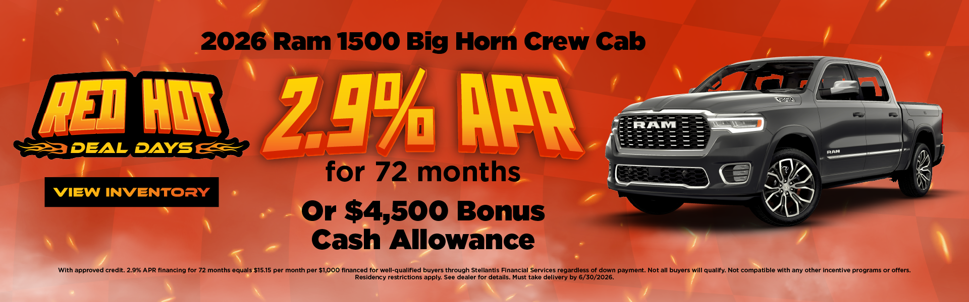 2026 Ram 1500 Big Horn Crew Cab 2.9% APR for 72 months