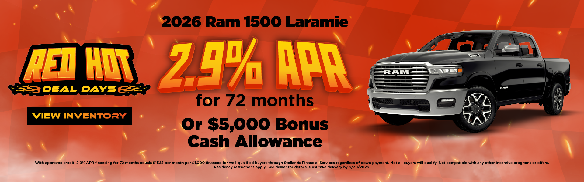2026 Ram 1500 Laramie 2.9% APR for 72 months
