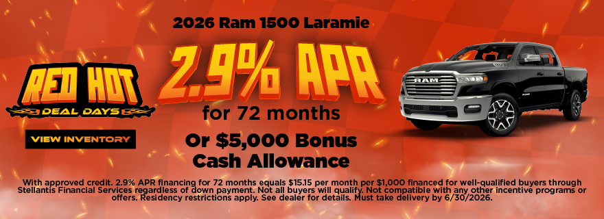 2026 Ram 1500 Laramie 2.9% APR for 72 months