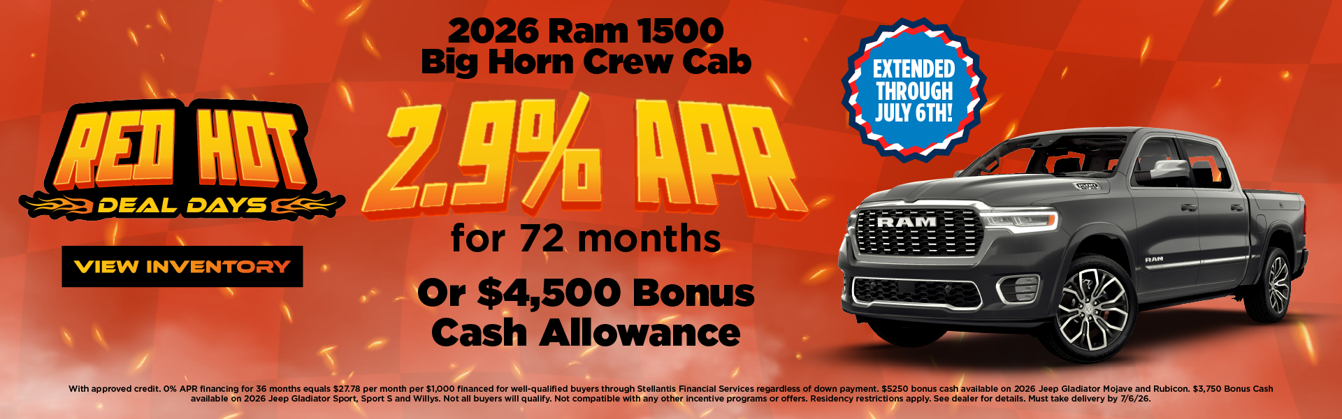 2026 Ram 1500 Big Horn Crew Cab 2.9% APR for 72 months