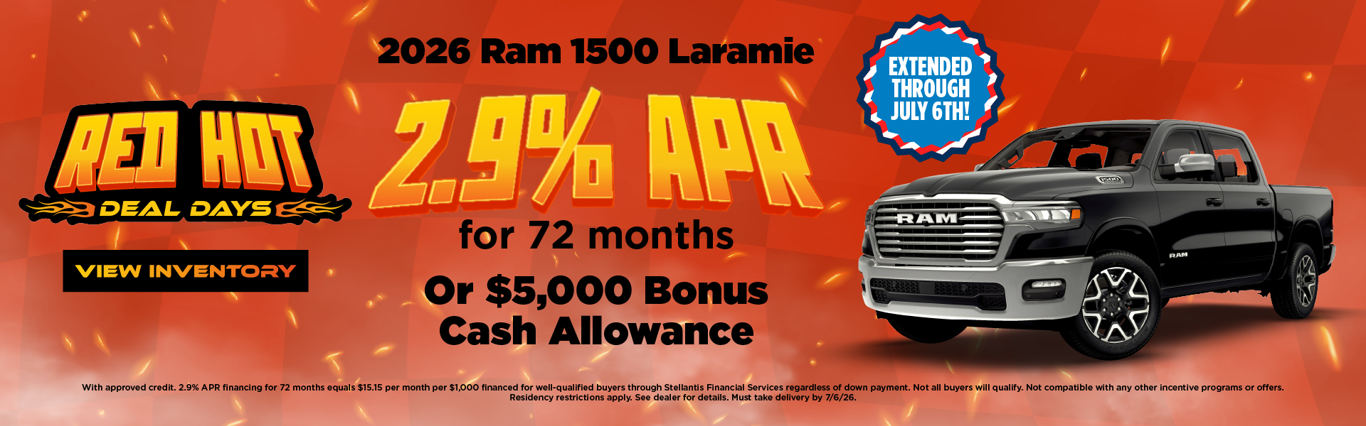 2026 Ram 1500 Laramie 2.9% APR for 72 months