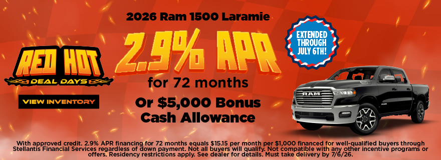 2026 Ram 1500 Laramie 2.9% APR for 72 months