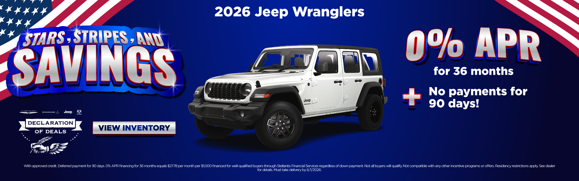  2026 Jeep Wranglers 0% APR for 36 months