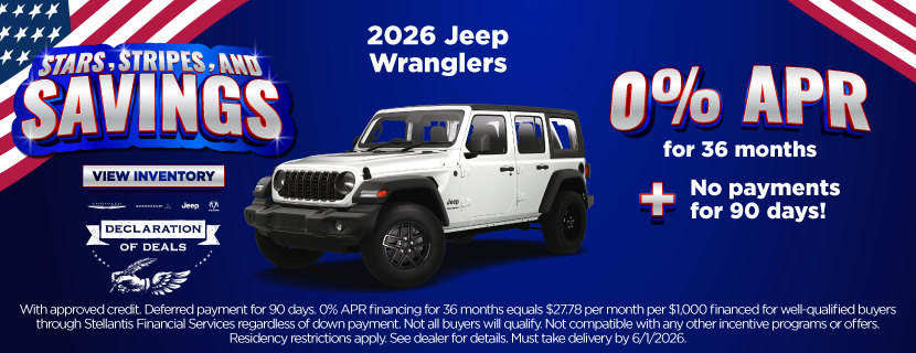  2026 Jeep Wranglers 0% APR for 36 months
