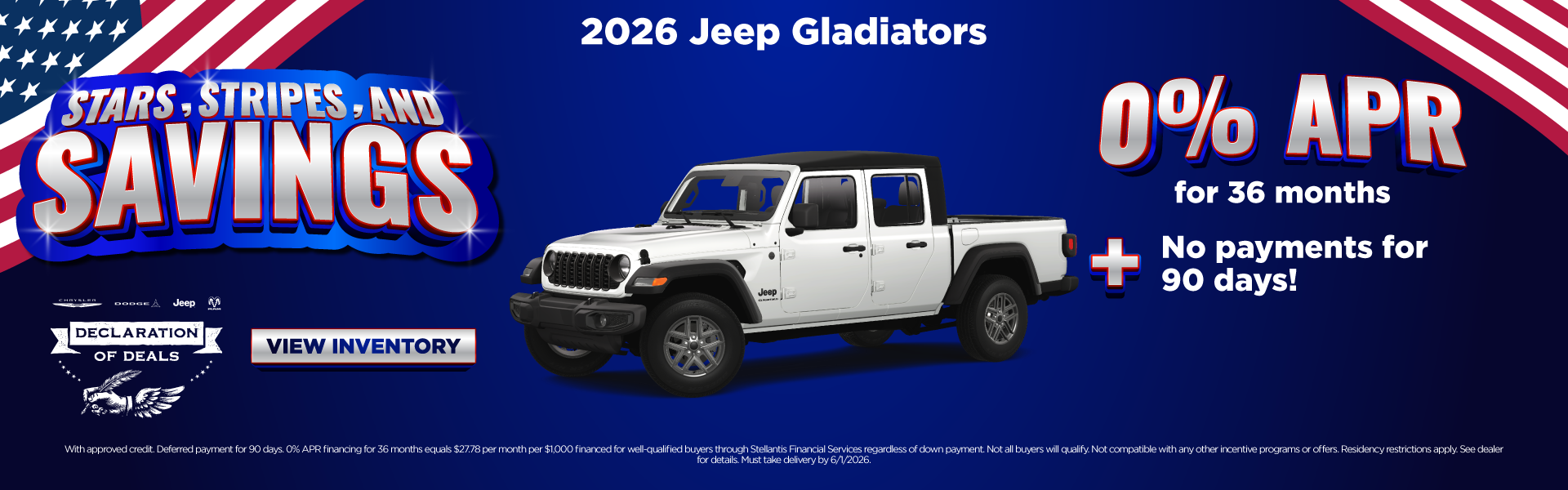 2026 Jeep Gladiators 0% APR for 36 months