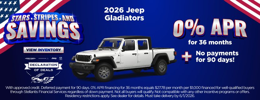 2026 Jeep Gladiators 0% APR for 36 months