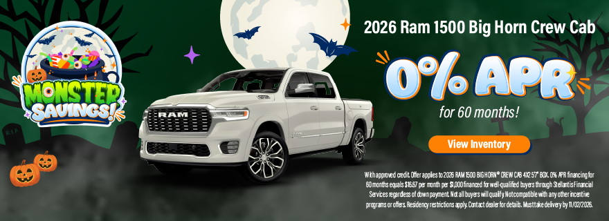 2026 Ram 1500 Big Horn Crew Cab 0% APR for 60 months!